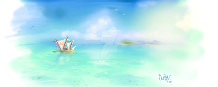 Speedpainting: Raft between Sky and Sea