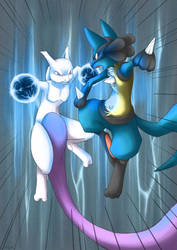 IceCave - Lucario vs. Mewtwo by Aishishi