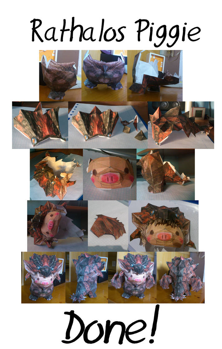 Rathalos Piggie Papercraft PROCESS by Byakko92 on DeviantArt