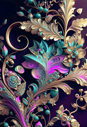 Ornate Abstract Flowers and Vines