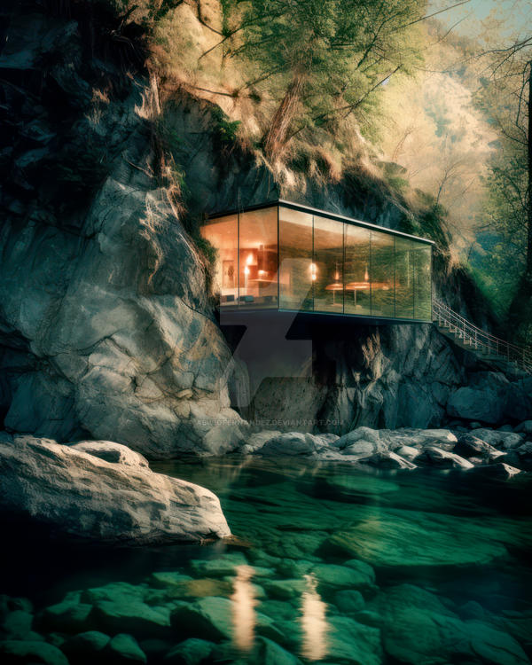 House embedded in the Rocks 04 by AbilioFernandez on DeviantArt