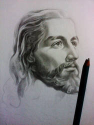 Mi dibujo en progreso. My drawing. Jesucristo.