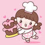 Cute girl vector chef cartoon serving