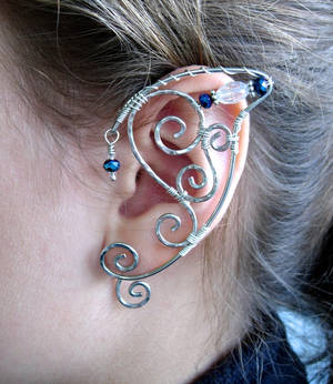 Silver and Blue Elf Ear Wraps