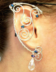 Silver and blue Elf Ear Wraps