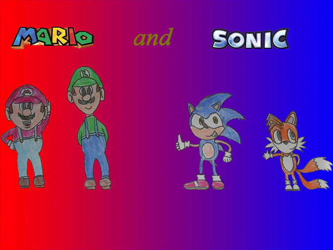 Mario, Luigi, Sonic, and Tails by SuperHyperMario128II on DeviantArt