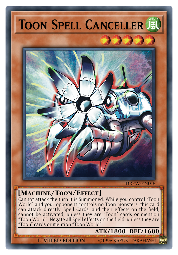 yugioh toon spell cards Two more for you! I've been nostalgic for the #Yugioh show lately so these have been so fun to make. #tcg This card is activated by paying 1000 of your Life Points. Toon Spell Canceller by Drewmaru