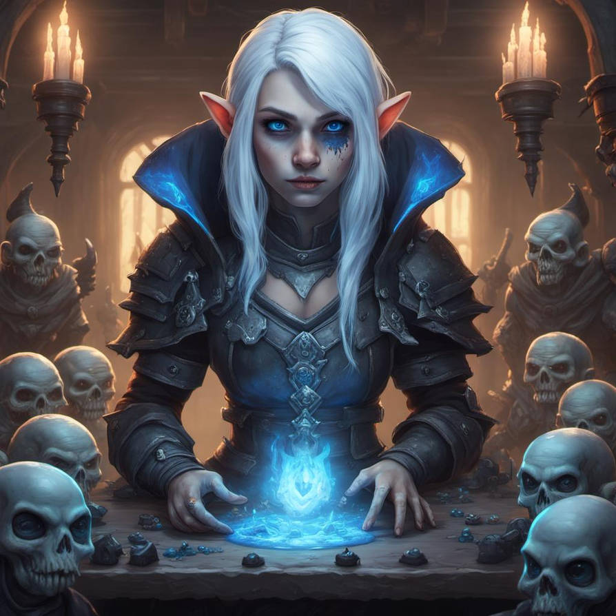 Hyperrealistic Beautiful Young Female gnome Necrom