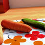 Vegetables cutting 3d scene