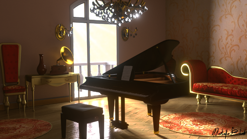 3D piano room