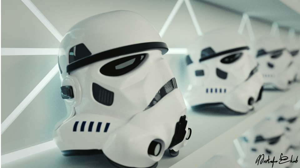 Stromtroopers row of helmets - 3D