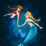 Anna and Elsa as Ariel