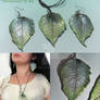 leafs jewelry, polymer clay