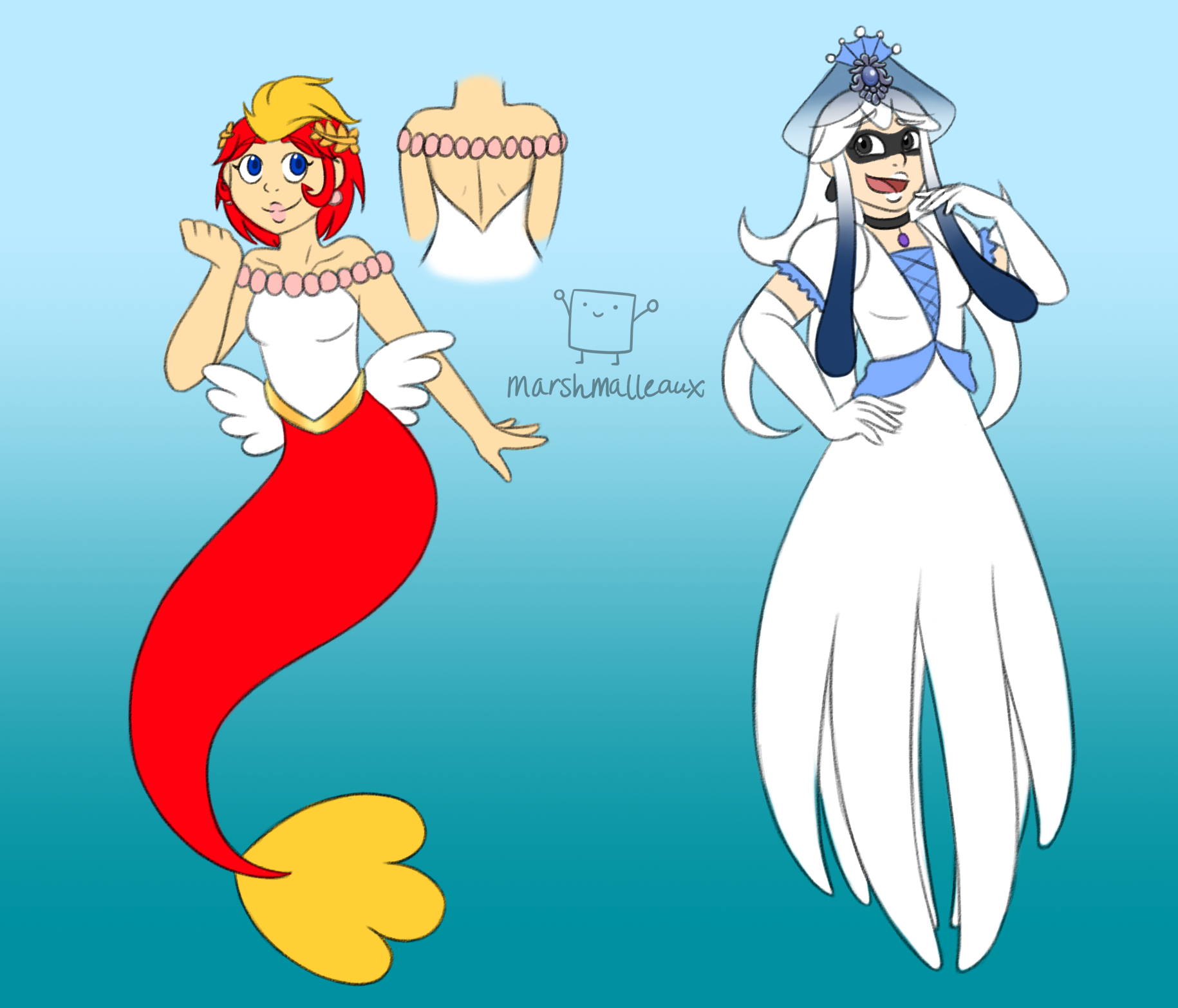 Cheep Cheep Princess and Blooper Princess (Sea) by Ralody on DeviantArt