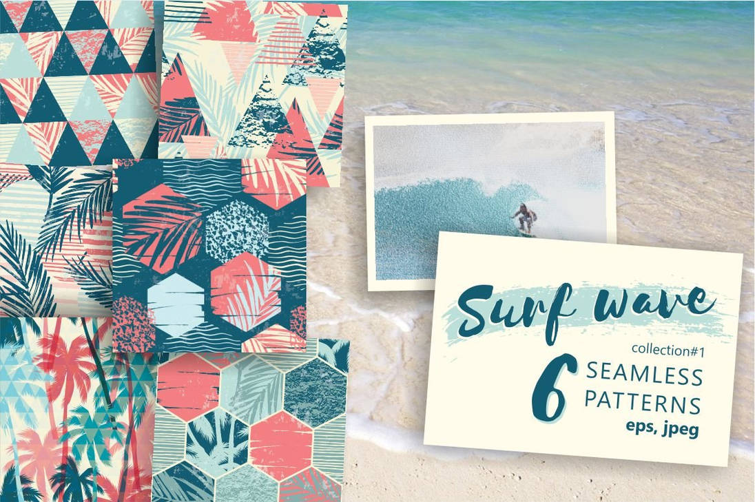 Surf Wear Pattern Surf wave. 6 seamless patterns. by rorudapebutost on DeviantArt