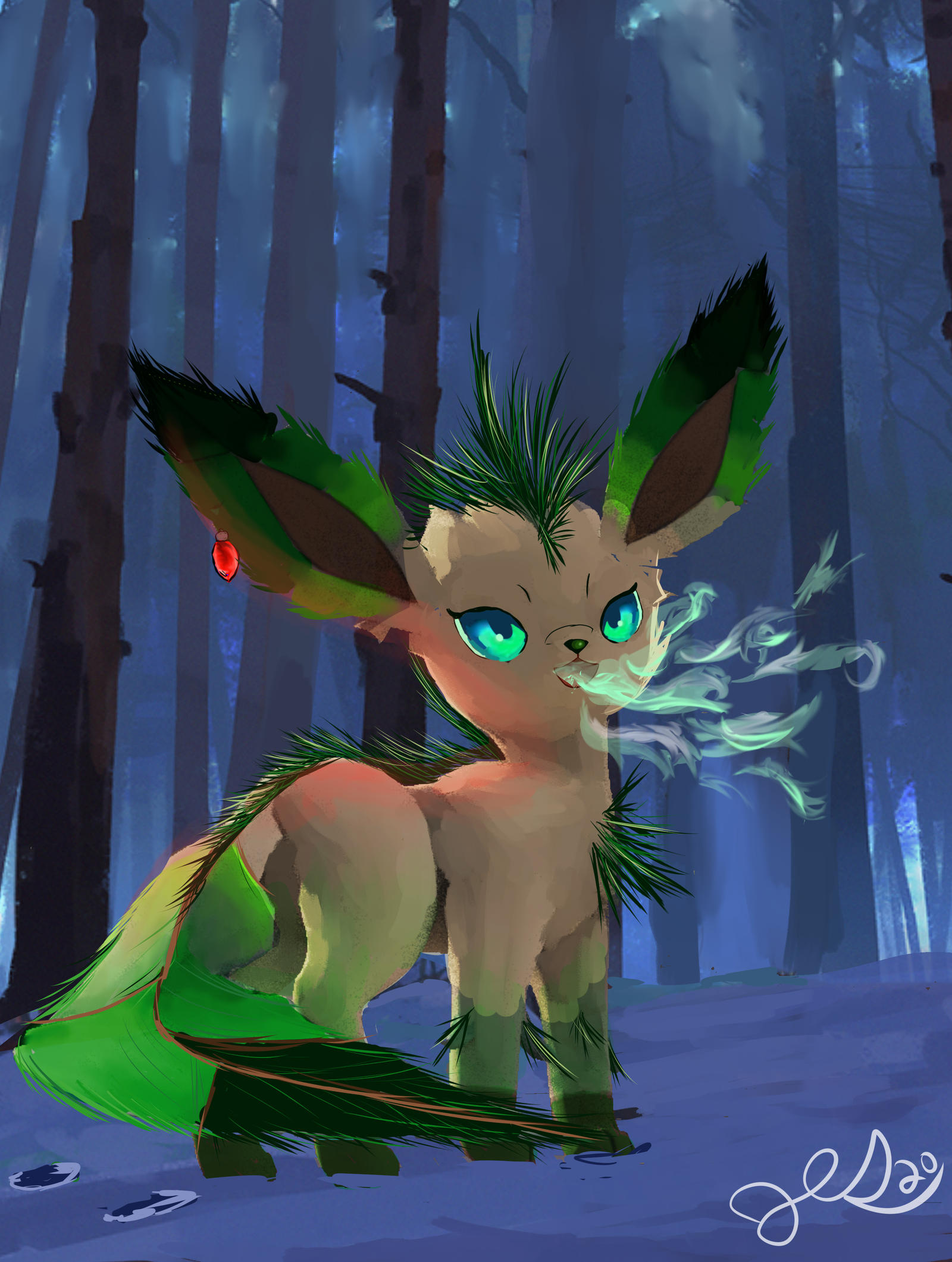 Winter Leafeon by MythRava on DeviantArt