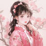 New style a young girl wearing a pink chinese embr