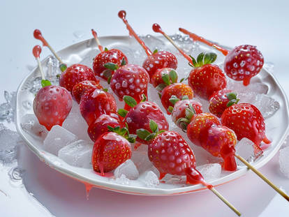 now Candied haws made of strawberries and candied 