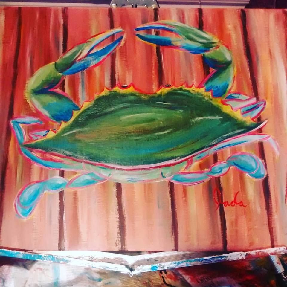 Blue Crab On Boardwalk