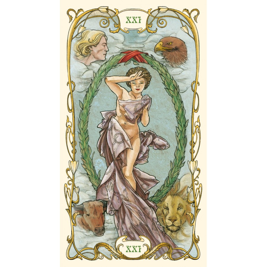 Mucha Tarot preview: XXI the world by andrearsandbabs on