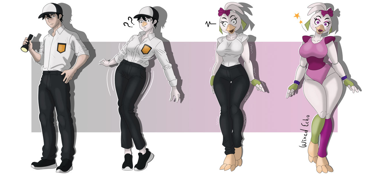 Tf Pic Night Guard into Glamrock Chica TF TG by WixedEcho on DeviantArt