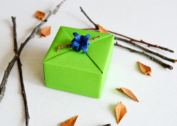 Bright Green Origami Gift Box