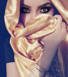 Silk Gold Hijab Stock