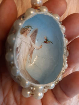 Hummingbird Angel Real Egg Shell Ornament