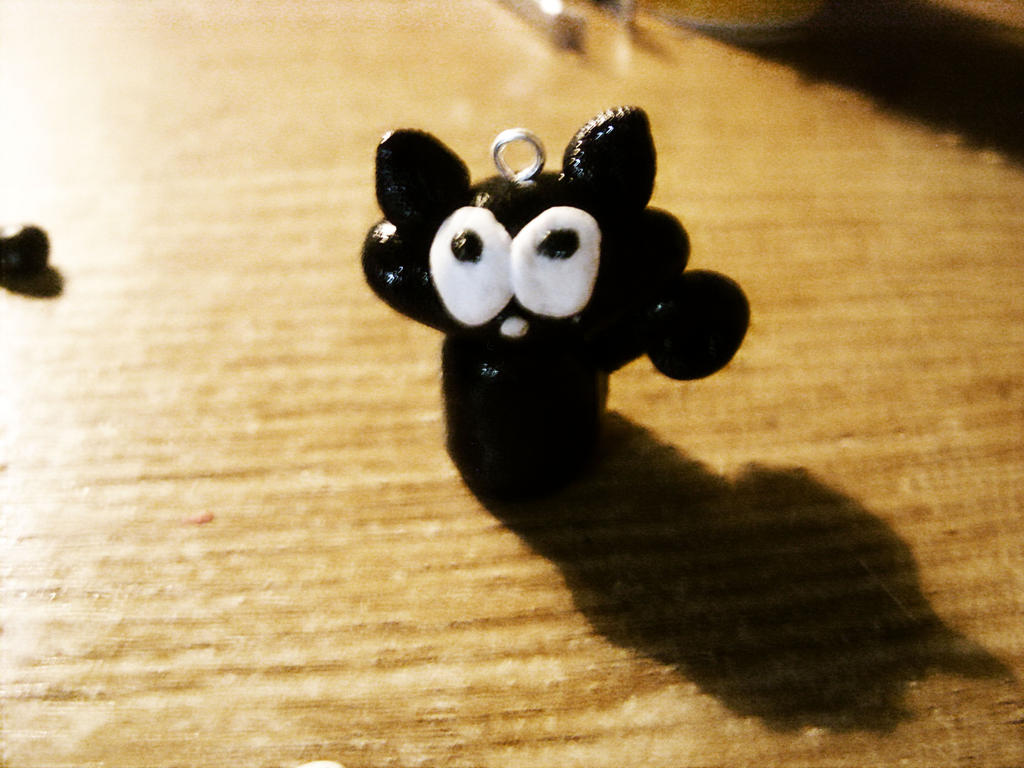 polymer clay mini black cat