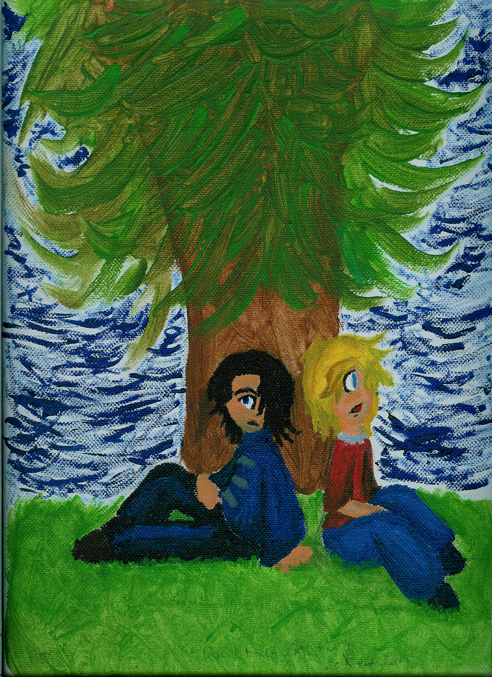 Zeke And Ian Under Tree