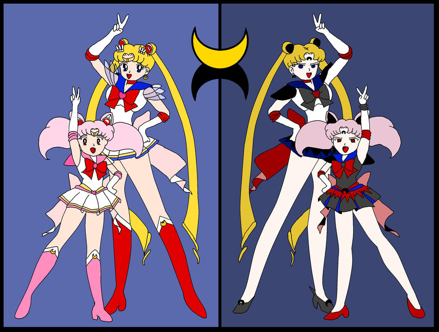 Sailor Moon And Chibi Vs Dark By Nads6969 On Deviantart - Sailor Moon And C...