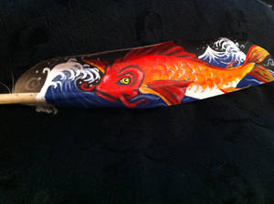Original Feather Painting: Fire Koi