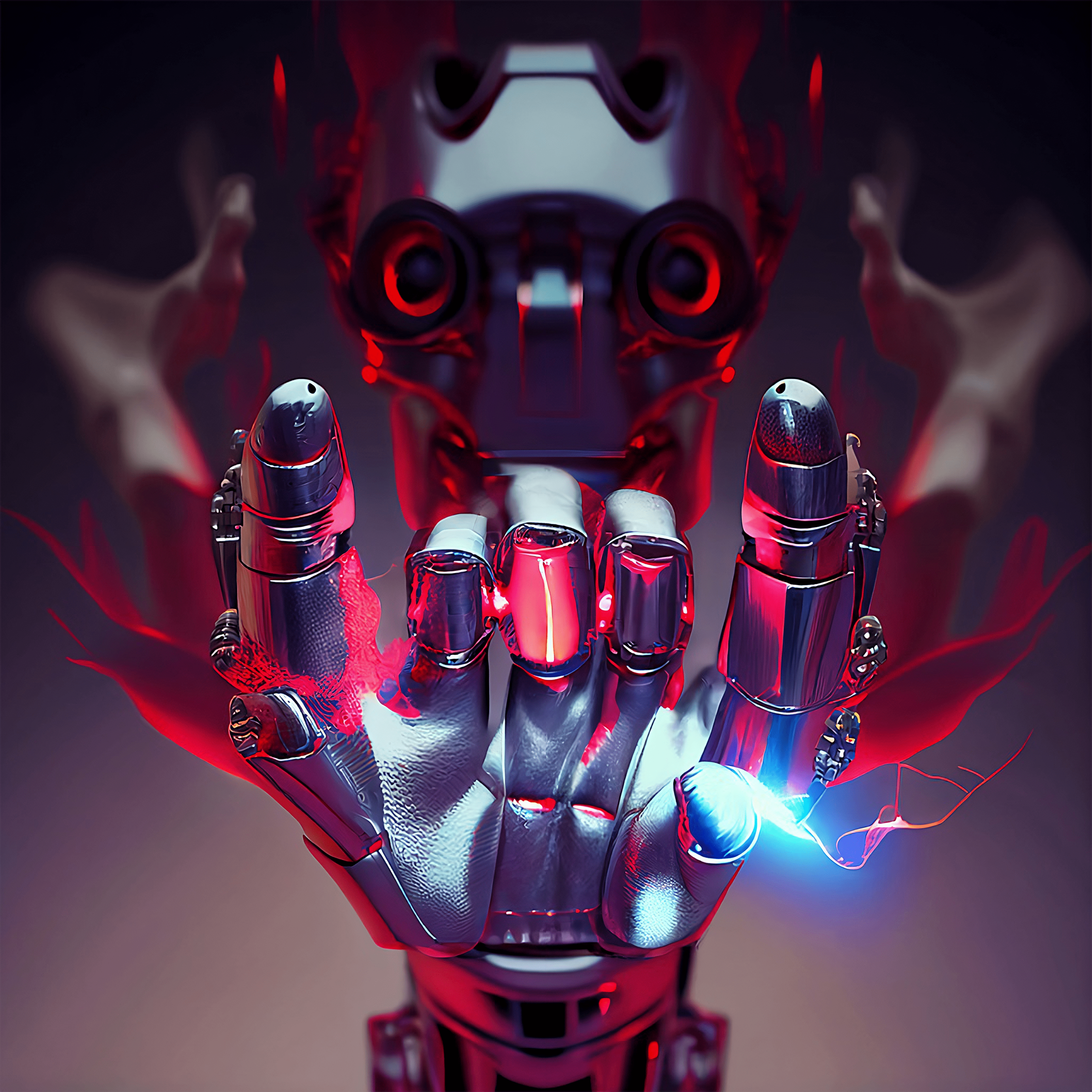 AI robot red rock-n-roll by on