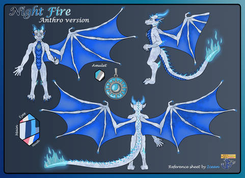 [Commission] Night Fire ref sheet - anthro version