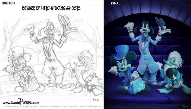 Beware of Hitchhiking Ghosts - Sketch to Final