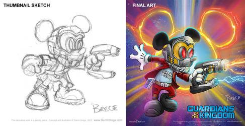 Sketch To Final Mickey as Starlord Mash-uo