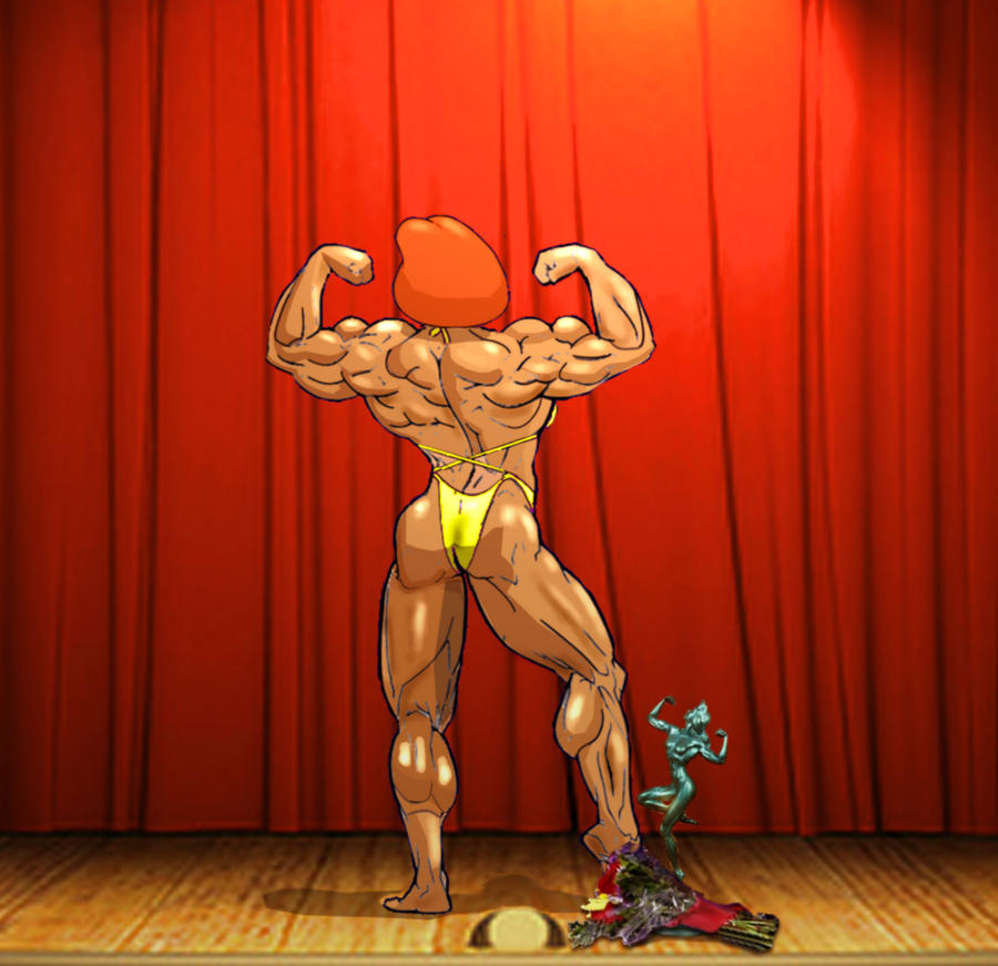 Bodybuilderin Miniarsch Retro Kuessen