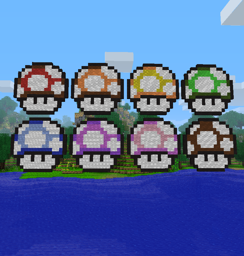 photo Custom Mario Mushroom Pixel Art Grid mario mushrooms mc pixel art by dawning