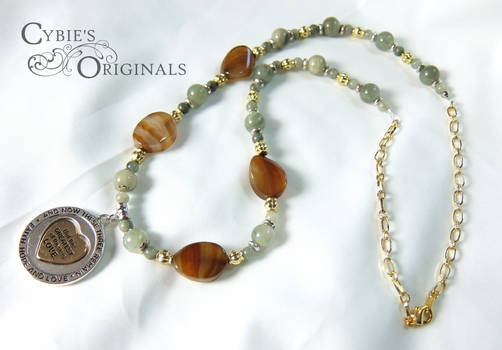 Green line Jasper and Agate 1COR13:13 Necklace