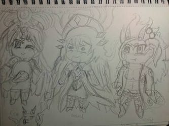 Senbe,Amaterasu, Gavial and Tatasuke sketch mini v