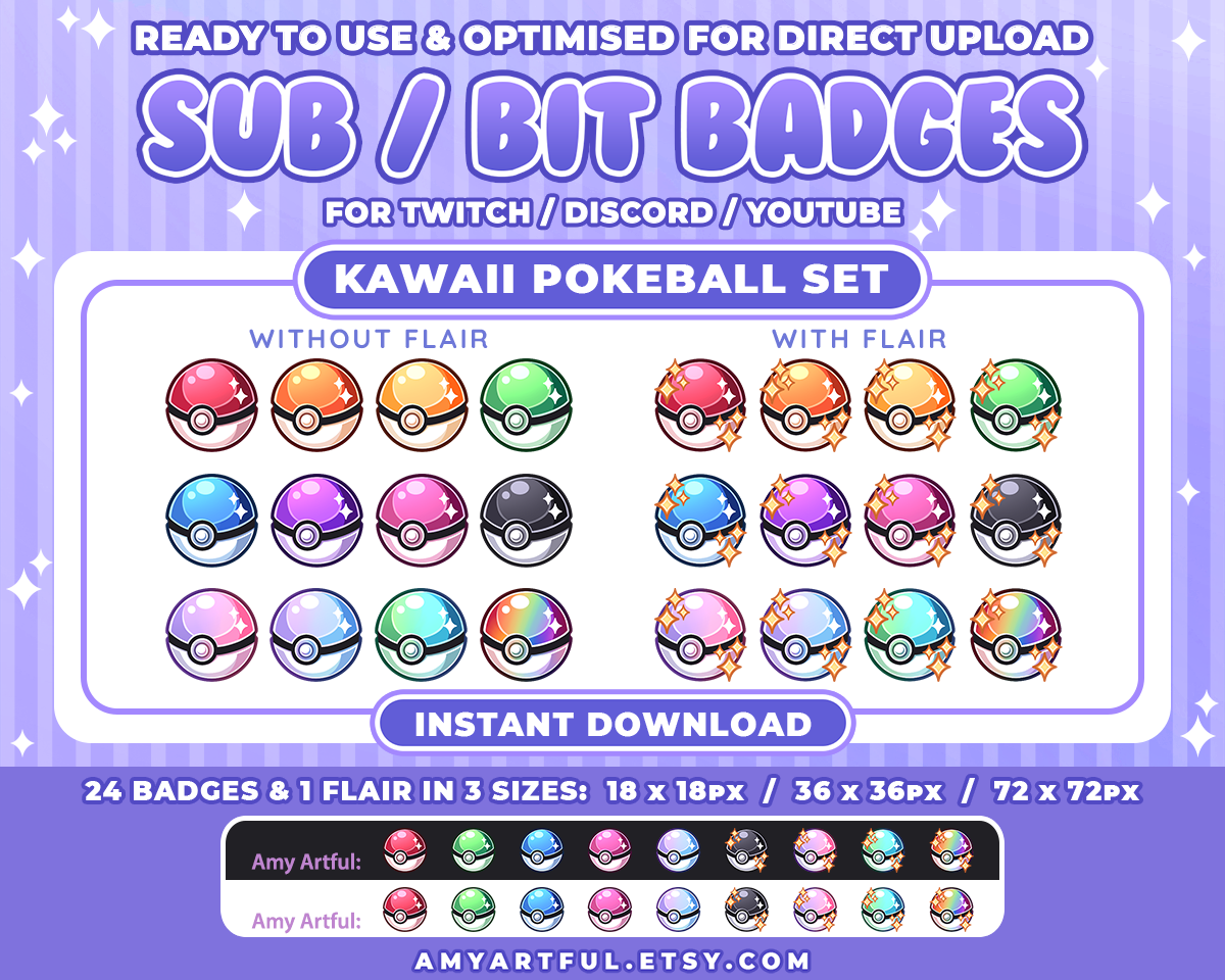 Poke Balls Twitch Sub / Cheer Badges Pixel Art - seaosaur's Ko-fi Shop