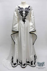 Medieval Bridal Gown with Black Lace