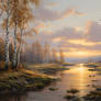 Birch trees on the water