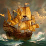 Golden sails, silver clouds