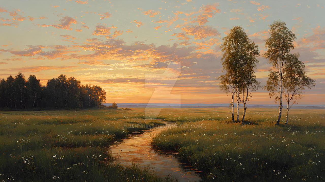 Spring meadow sunrise