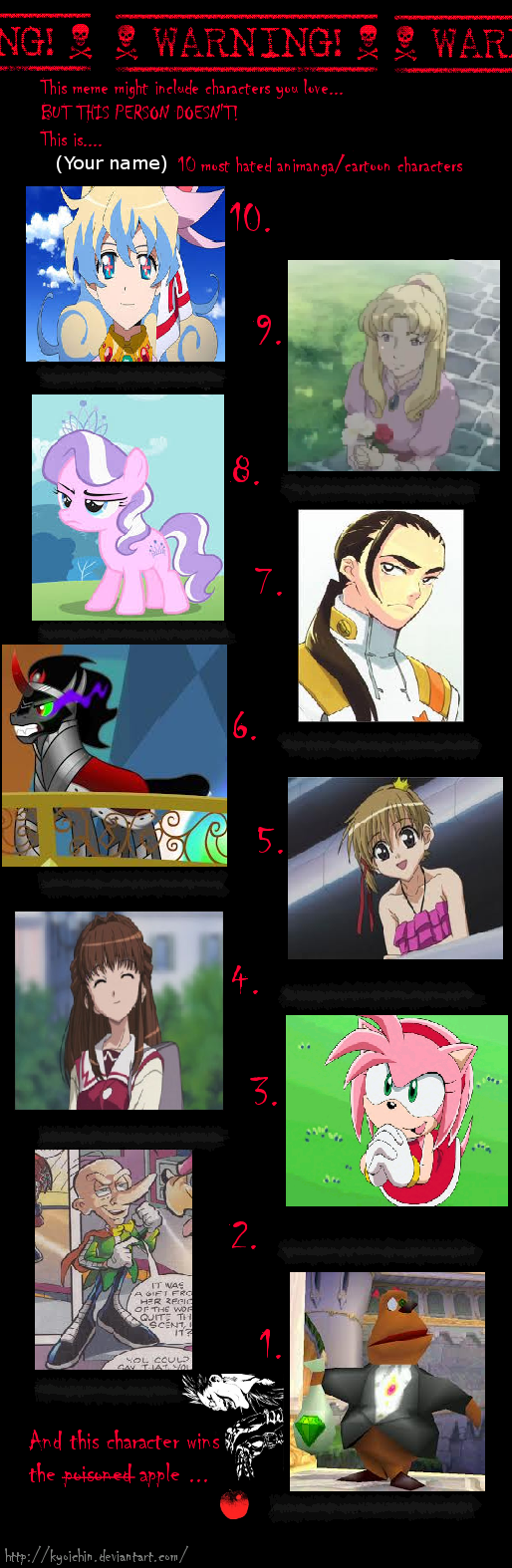 My Top Ten Hated Characters. :READ EXPLAINATION: