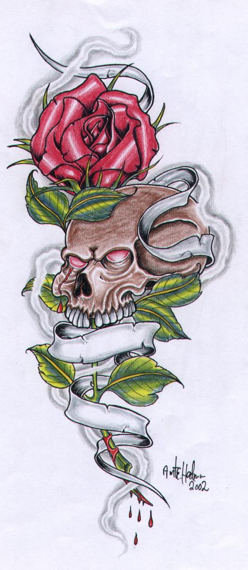 Rose And Skull with Banner