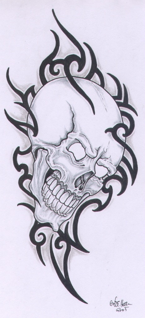 Skull with Tribal 1