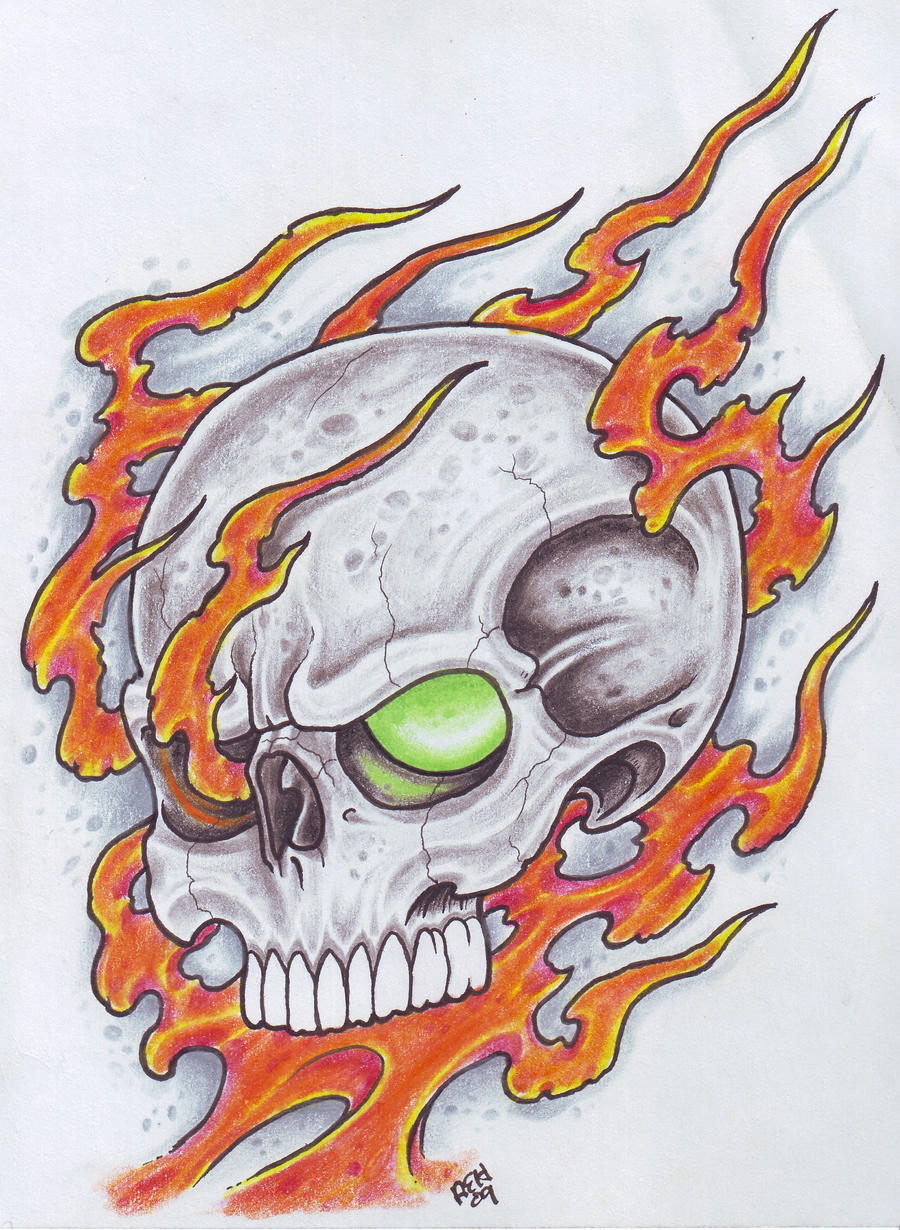 Skull In Flames 4 by vikingtattoo on DeviantArt