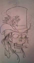 Top Hat Skull Outline